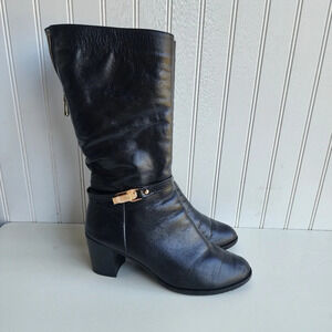 Glamour Women's Genuine Leather Upper Mid-Calf Full Zip Black Boots EU 39 8.5
